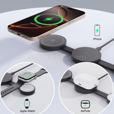 Customization Folding three - in - one magnetic wireless charger Corporate Gifts