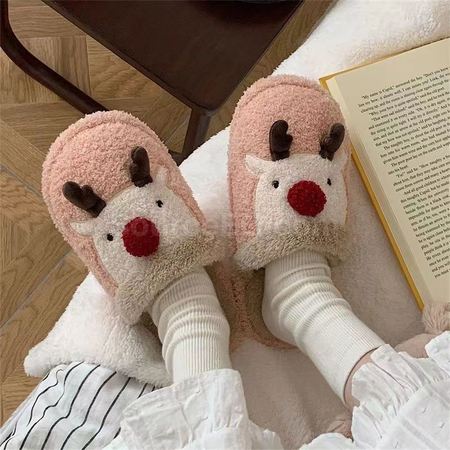 Customization Christmas Reindeer Cotton Slippers Corporate Gifts