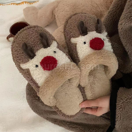 Customization Christmas Reindeer Cotton Slippers Corporate Gifts