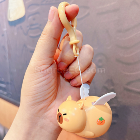 Customization Pull String Flying Capybara Stress Relief Keychain Corporate Gifts