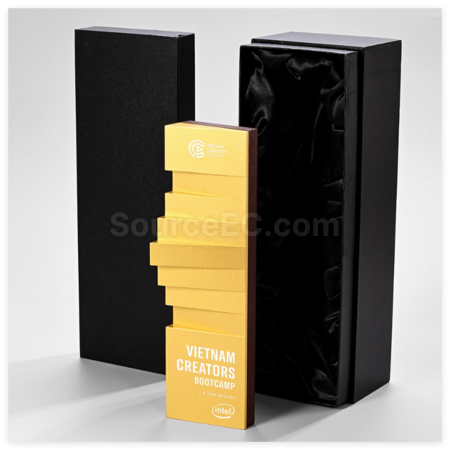 Customization Step by Step Rising Trapezoidal Metal Trophy Corporate Gifts