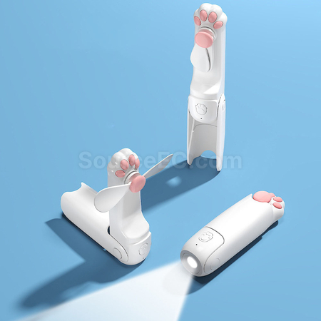 Customization Cat's Paw Mini Fan and Flashlight 2-in-1 Corporate Gifts