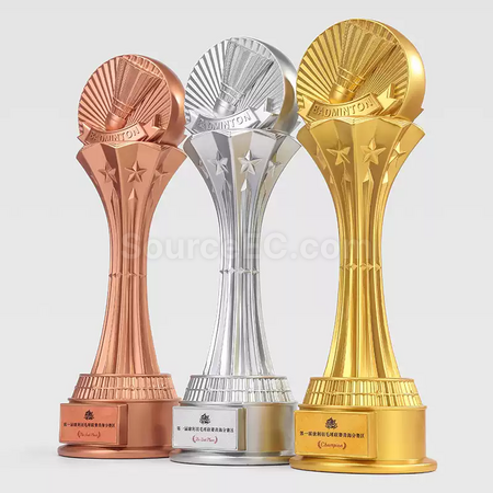 Oversized badminton trophy