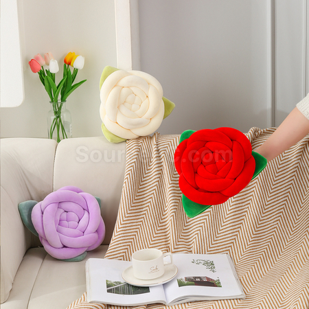 Customization Knitted And Knotted Rose Cushion Corporate Gifts