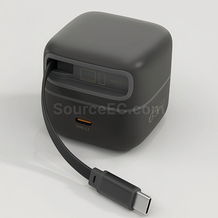 Customization 65w GaN Retractable Cable Desktop Charger Corporate Gifts