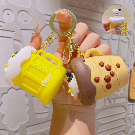 Customization Milk tea squeeze decompression toy keychain Corporate Gifts