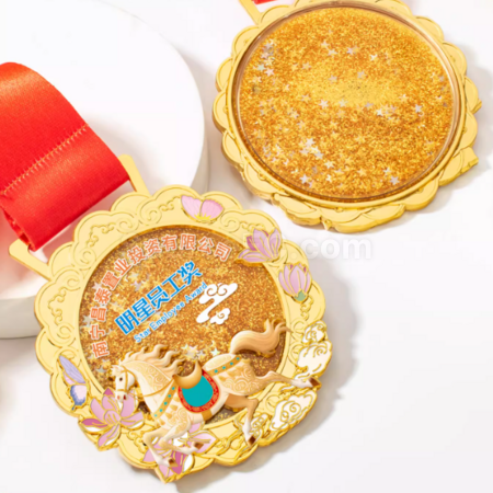 Customization Customized Horse Year Metal Quicksand Medal Corporate Gifts