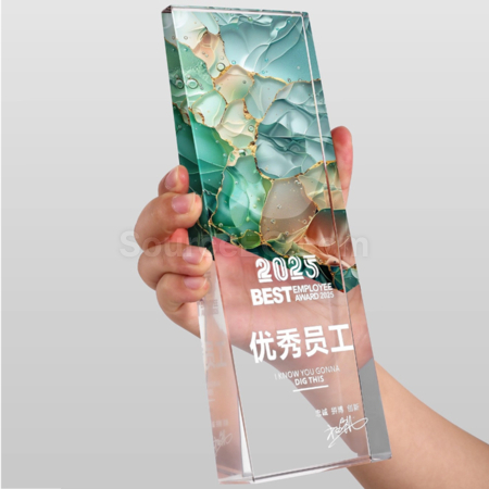 Customization Retro Laser Lridescent Crystal Trophy Corporate Gifts