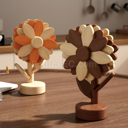 Customization Sunflower Wooden Heat-Resistant Mat Corporate Gifts
