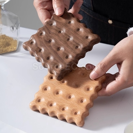 Customization Solid Wood Cookie Insulated Coaster Corporate Gifts