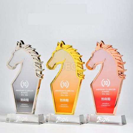 Customization Horse Year Metal Crystal Trophy Corporate Gifts