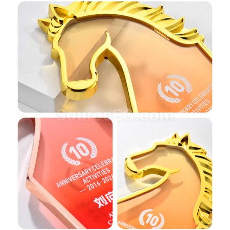 Customization Horse Year Metal Crystal Trophy Corporate Gifts