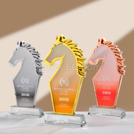 Customization Horse Year Metal Crystal Trophy Corporate Gifts