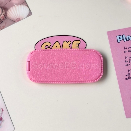 Customization Faux leather pattern phone holder folding mirror Corporate Gifts