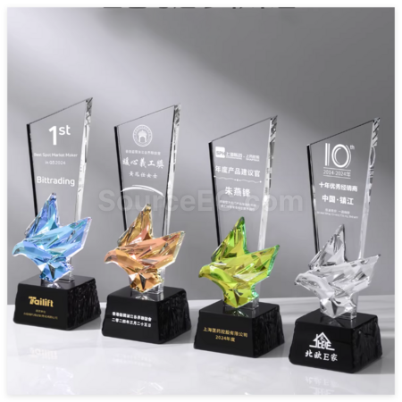 Customization Colorful Flying Dove Crystal Trophy Corporate Gifts