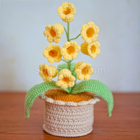Customization Handmade crocheted 9-headed bellflower with lights wool potted plant Corporate Gifts