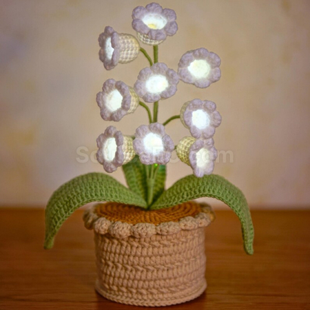 Customization Handmade crocheted 9-headed bellflower with lights wool potted plant Corporate Gifts