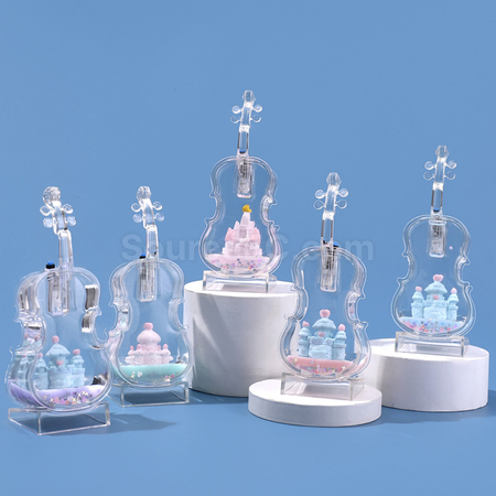 Customization Violin Castle Flowing Sand Colored Light Ornament Corporate Gifts