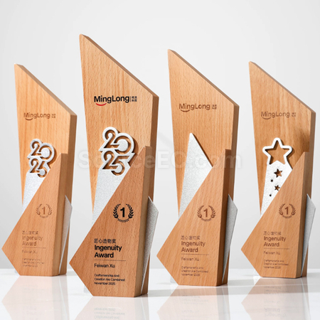 Solid Wood And Metal Trophy