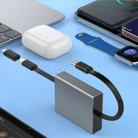 Customization Retractable Type-C Aluminum Alloy 60W Fast Charging Data Cable Corporate Gifts
