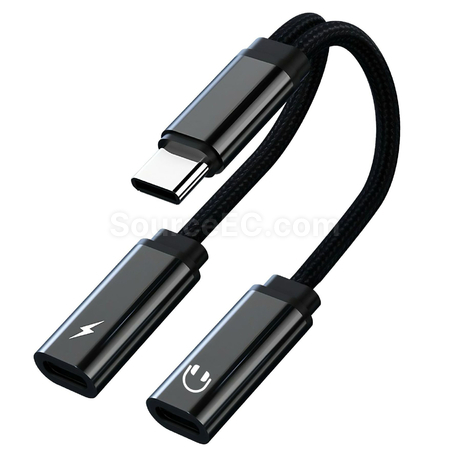 Customization Type-C 2-in-1 Headphone Charging Adapter Corporate Gifts