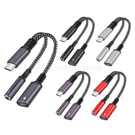 Customization Type-C 2-in-1 Headphone Charging Adapter Corporate Gifts