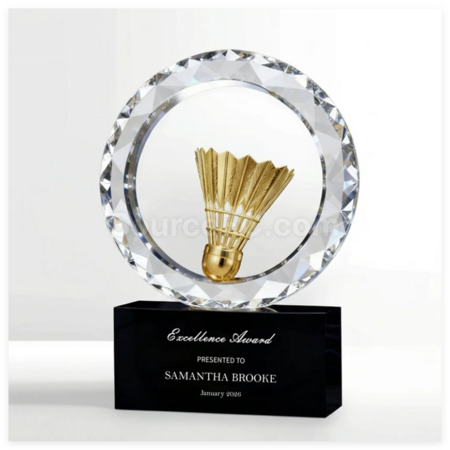 Customization Badminton Crystal Trophy Corporate Gifts