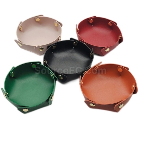 Customization Round PU Leather Storage Box Corporate Gifts