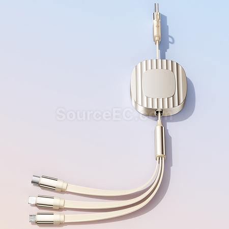 Customization 140W 2-in-1-to-3 Retractable Fast Charging Data Cable Corporate Gifts