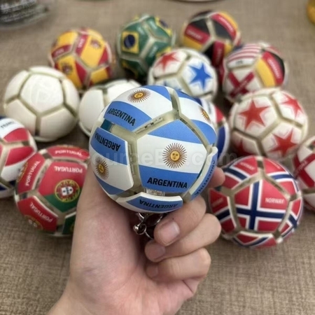 Customization Football Stress Relief Ball-shaped Button Keychain Corporate Gifts