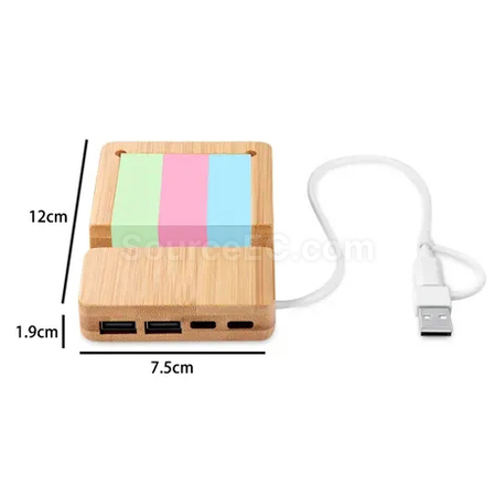 Customization Bamboo Desk Organizer & Phone Stand with USB Type-C Hub Port Corporate Gifts