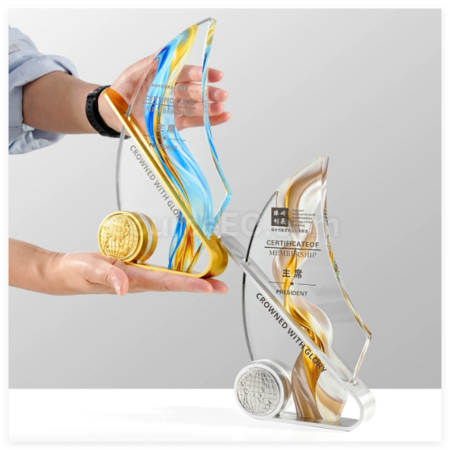Customization Sailing Ship Crystal Metal Trophy Corporate Gifts