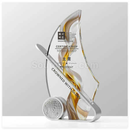 Customization Sailing Ship Crystal Metal Trophy Corporate Gifts