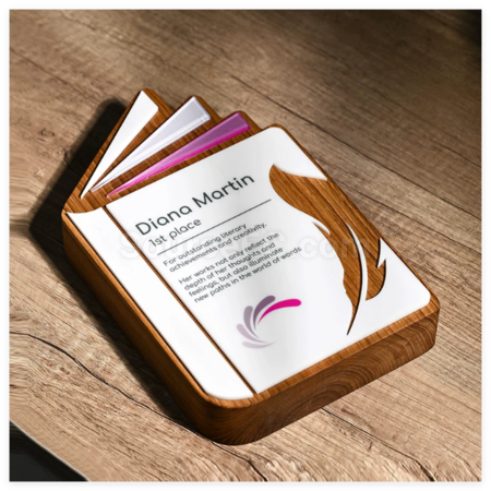 Customization Creative Book-Shaped Solid Wood Trophy Corporate Gifts
