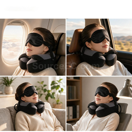 Customization Travel Neck Pillow Set: U-shaped Pillow & Eye Mask Corporate Gifts