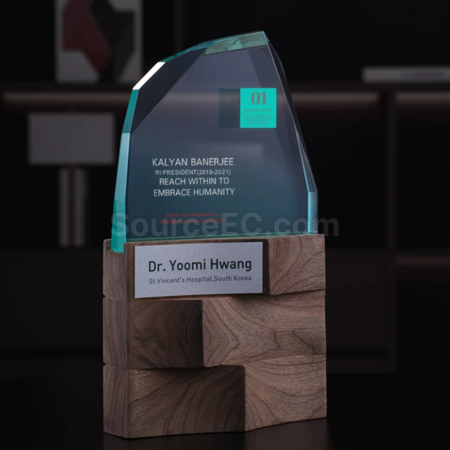 Customization Solid Wood Crystal Trophy Corporate Gifts