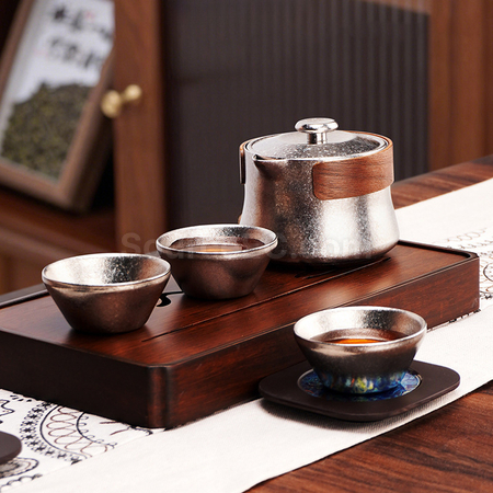 Pure Titanium Tea Set With One Pot And Three Cups