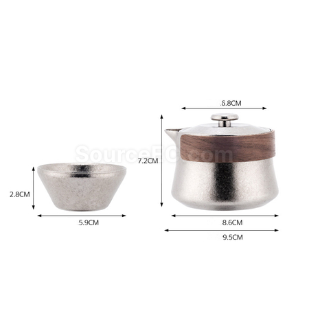 Customization Pure Titanium Tea Set With One Pot And Three Cups Corporate Gifts