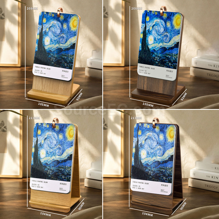 Customization Wooden Oil Painting Desk Calendar Corporate Gifts
