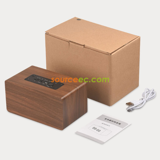Customization Wooden wireless bluetooth alarm clock speaker Corporate Gifts