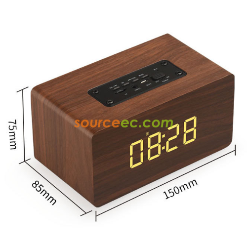 Customization Wooden wireless bluetooth alarm clock speaker Corporate Gifts