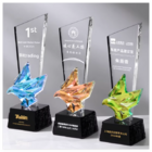 Colorful Flying Dove Crystal Trophy